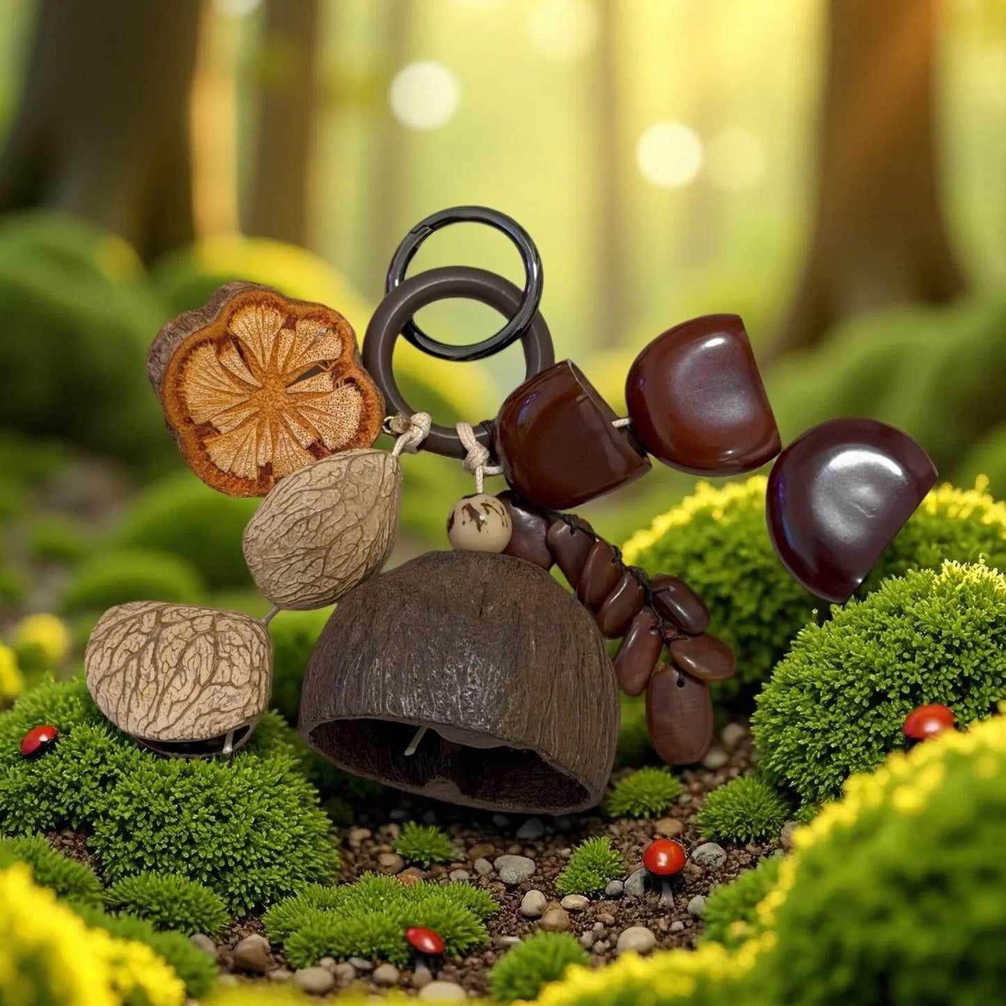 Natural Wood Bag Charm, Handmade DIY Fruit Wood Pendant Accessory