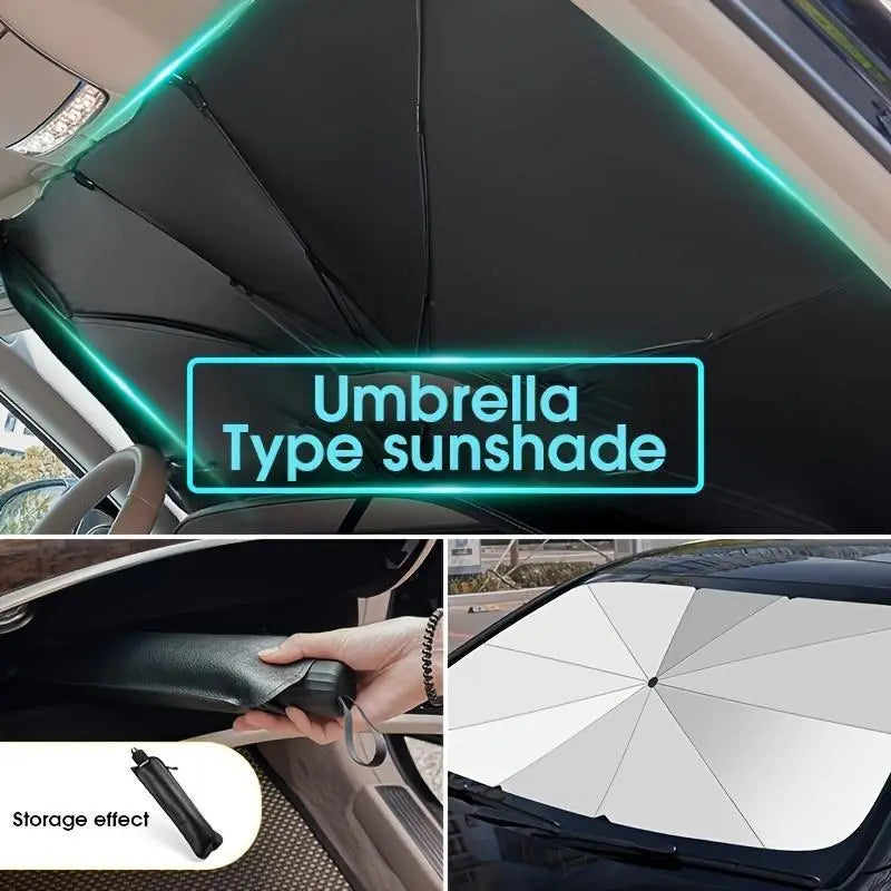 Portable Foldable Car Windshield Sunshade Umbrella | Heat-Blocking Exterior Cooling Accessory