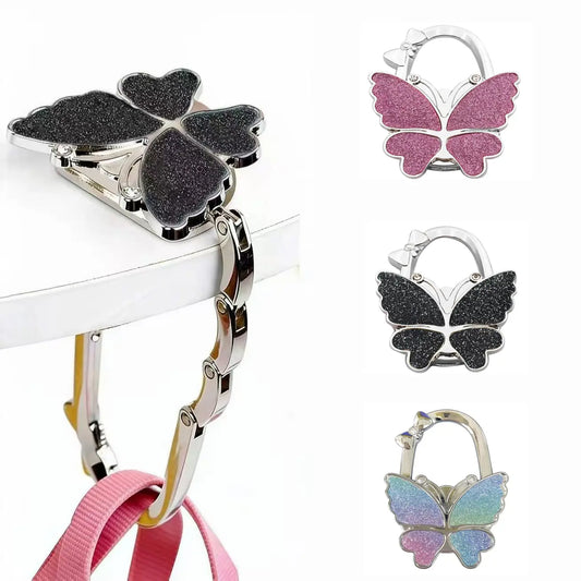 Butterfly Foldable Purse Hook: Portable Handbag Hanger & Table Holder Stand