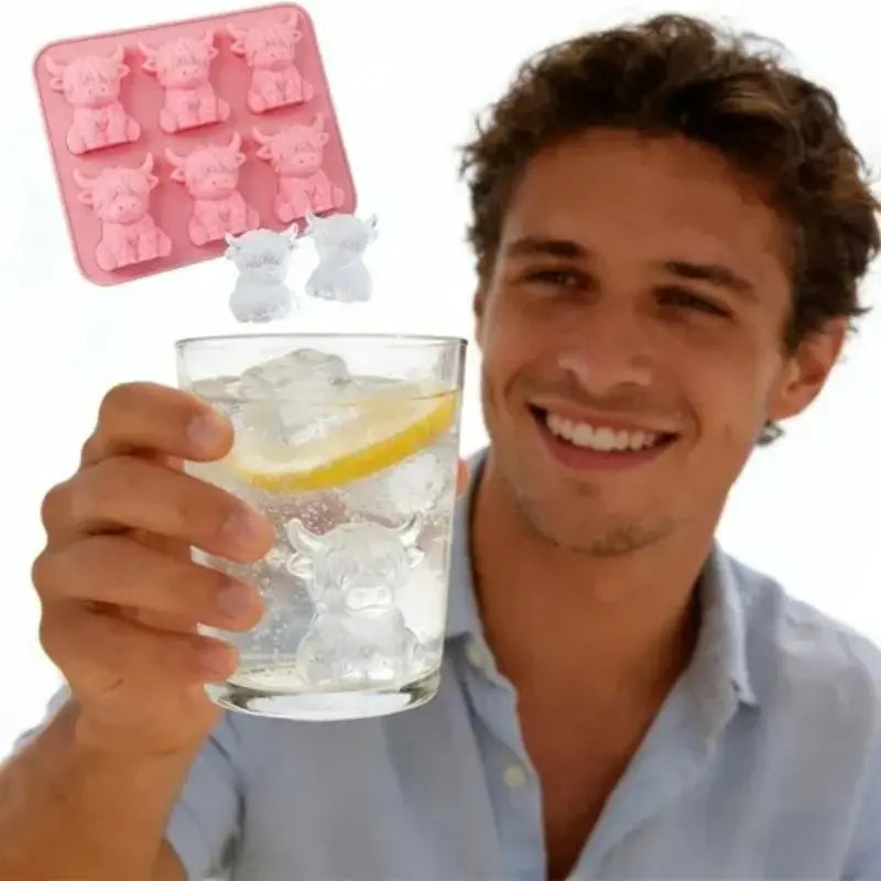Moule à glaçons Mini Vache Highland, Glaçons mignons en 3D pour boissons, fêtes et cadeaux, Parfait pour agrémenter vos boissons