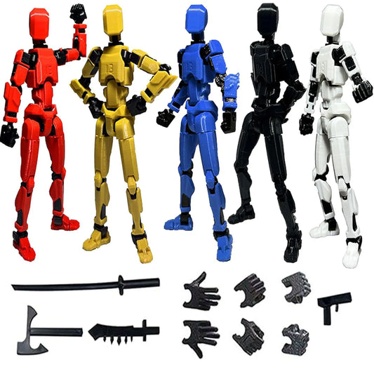 Titan 13 Articulated Action Figure Set (3/4/5-Pc) - Multi-Jointed Robot Toy