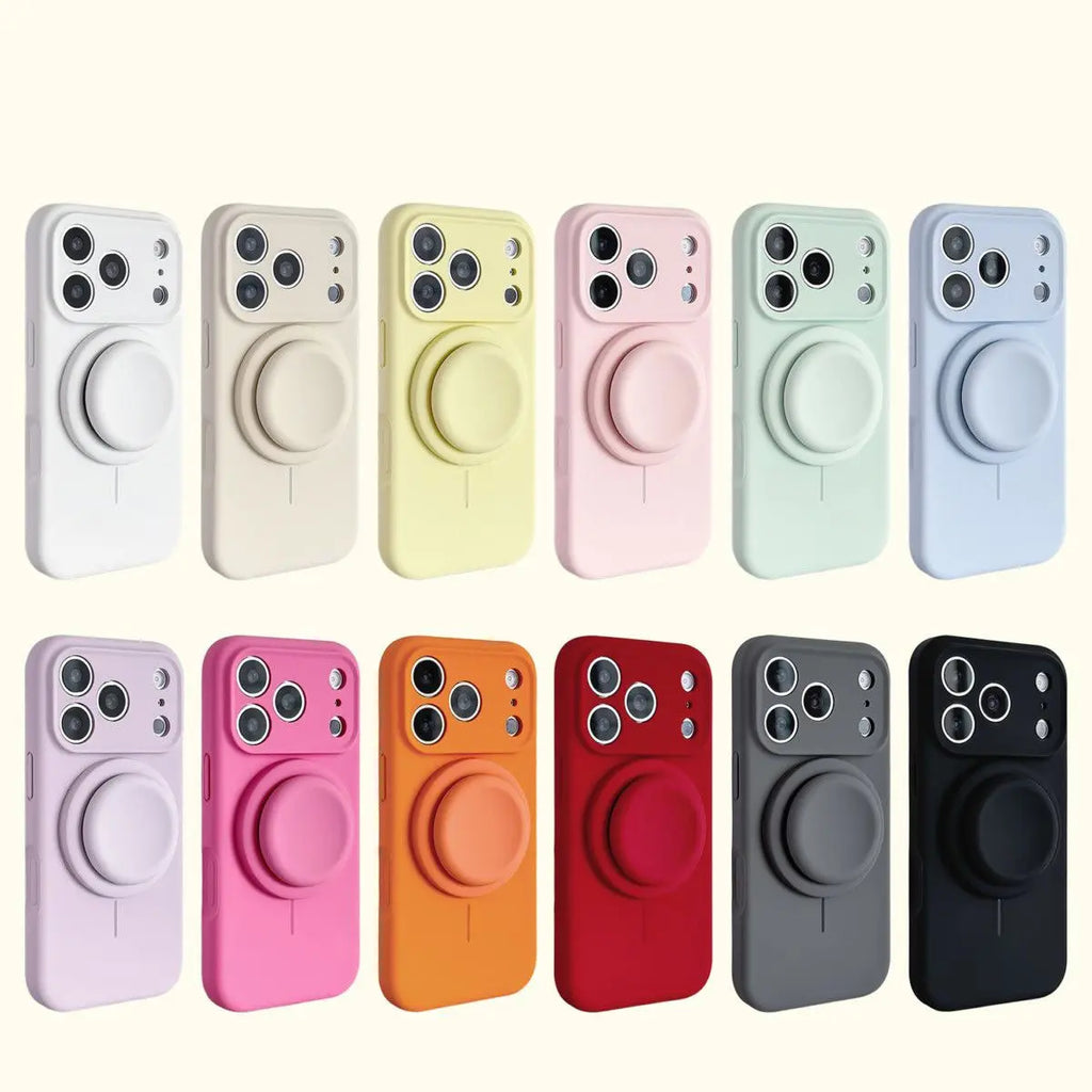 Magnetic Stand Liquid Silicone Full Coverage Phone Case with AI Capture Button for iPhone 18 Pro Max