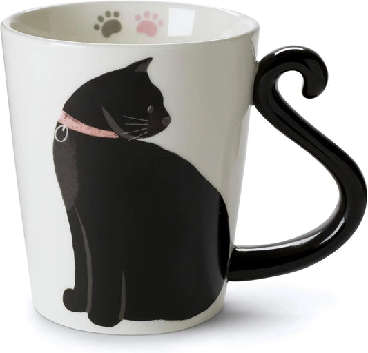 Cute Cat Mug – 12oz Ceramic Coffee Cup with Animal Handle Design