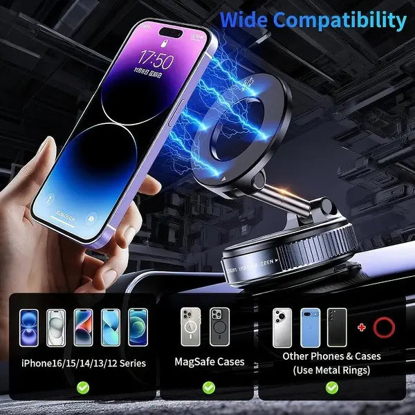 Universal Magnetic Phone Mount: Vacuum Suction & Foldable Design