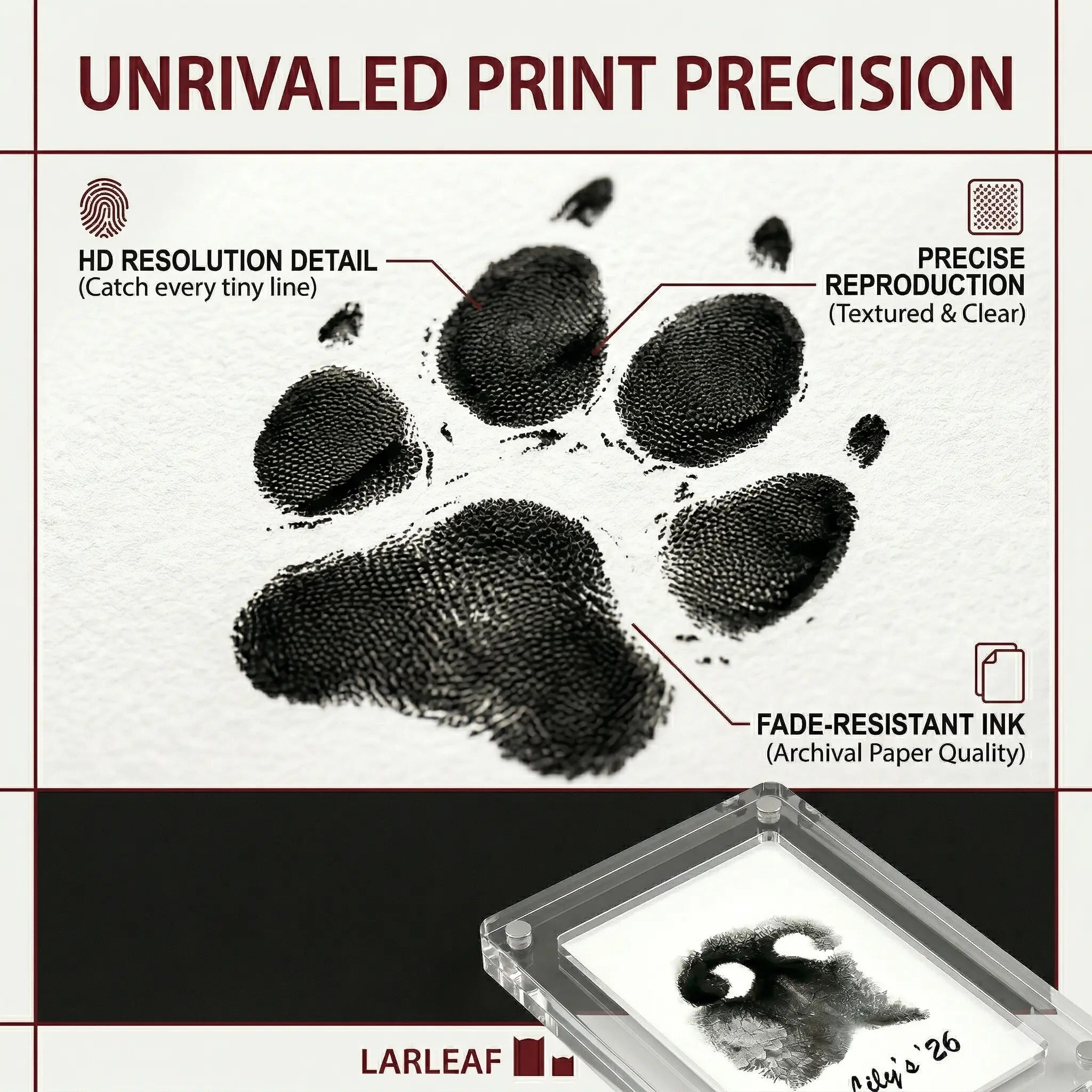 No-Mess Pet Paw Print Keepsake Kit with Frames for Dogs and Cats