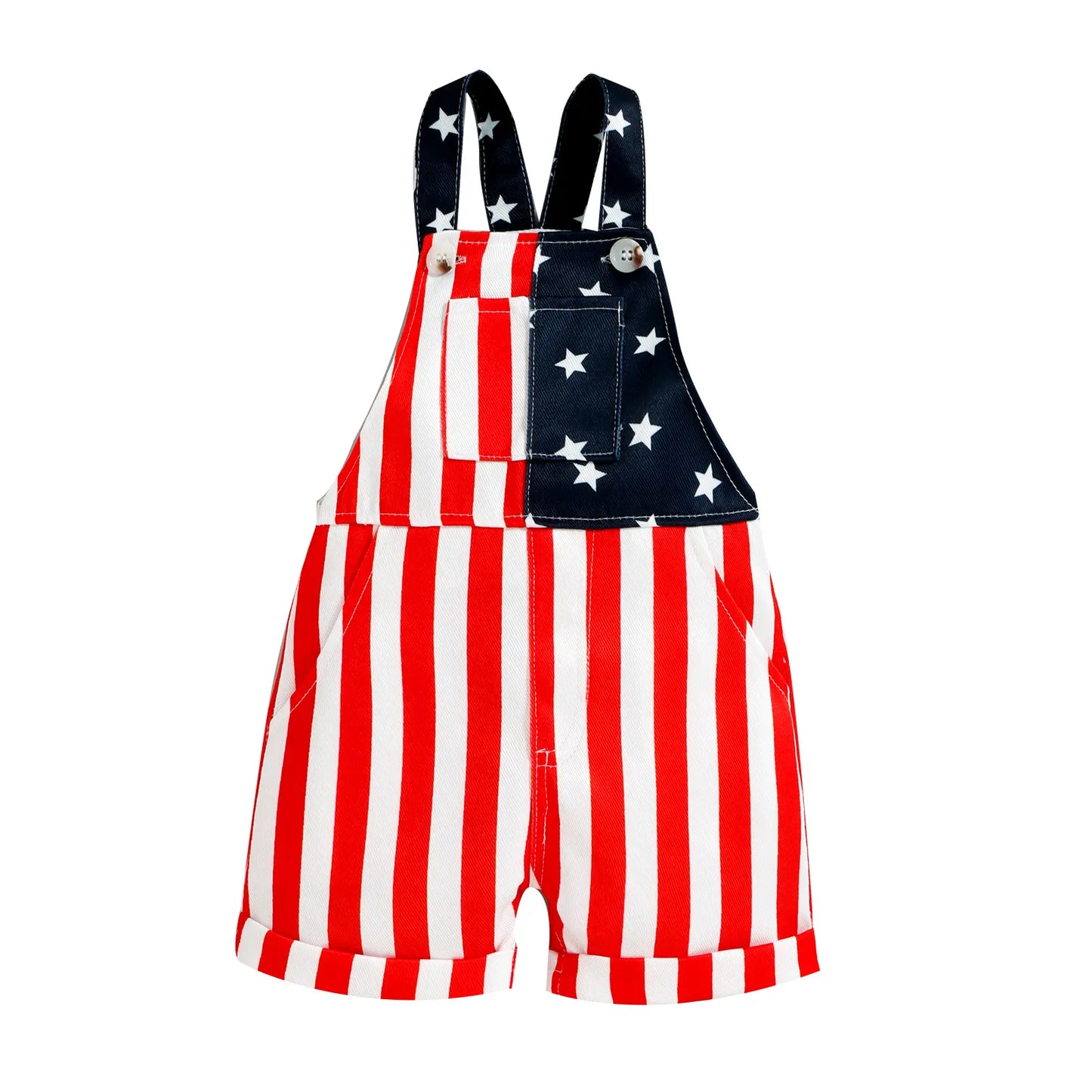 Baby 4th of July American Flag Denim Overall Shorts