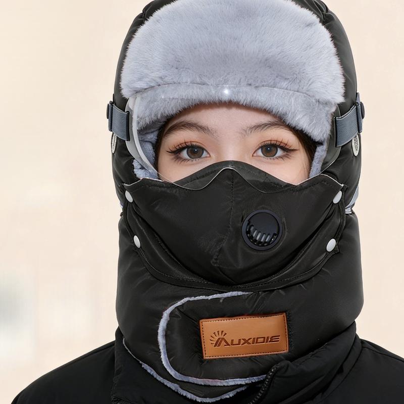 Unisex Fleece-Lined Winter Outdoor Biking Hat with Detachable Goggles