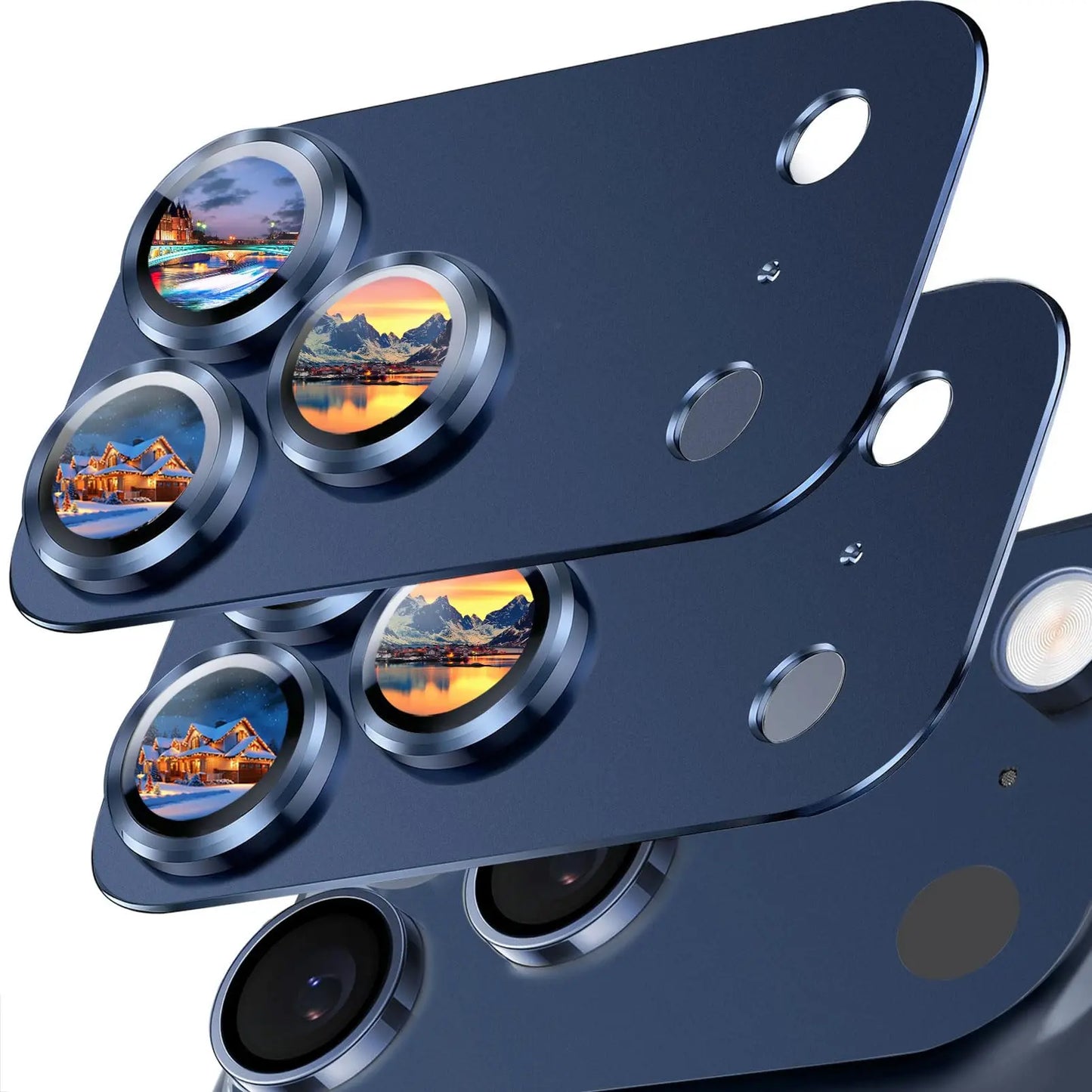 2 Pack iPhone 17 Pro Max Camera Lens Protector – Metal Aluminum Tempered Glass, Military Grade, Case Friendly, Silver