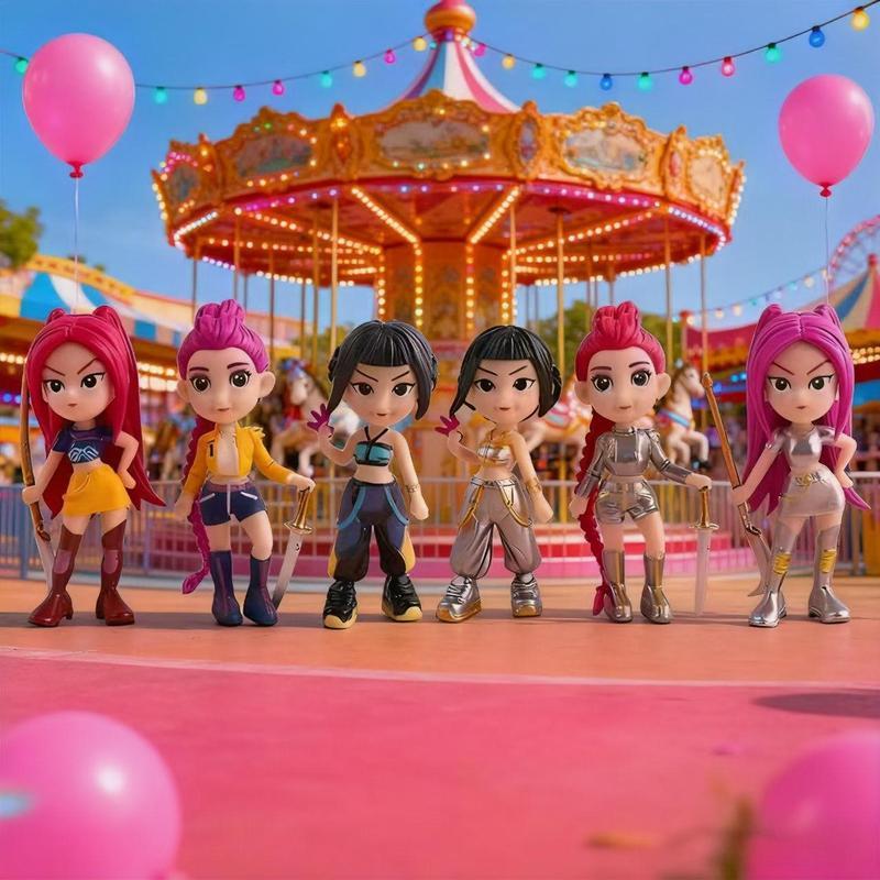 6-Piece KPop Figurine Set – Anime Model Toy Decorations, perfect for home collections and office desk display.