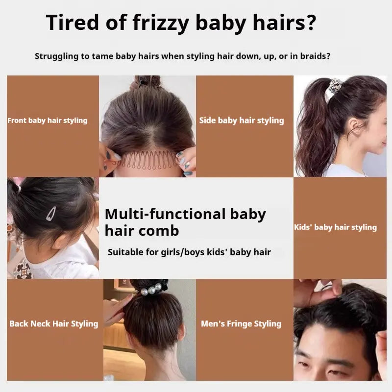 U Shape Hair Finishing Fixer Comb, 3 Pieces Bobby Bangs Holder Styling Tool Stretchable Hair Pin U Shape Wavy Comb Clips Spring Headband Circle Styling Black Pins Bun Hairpins for Women Girl