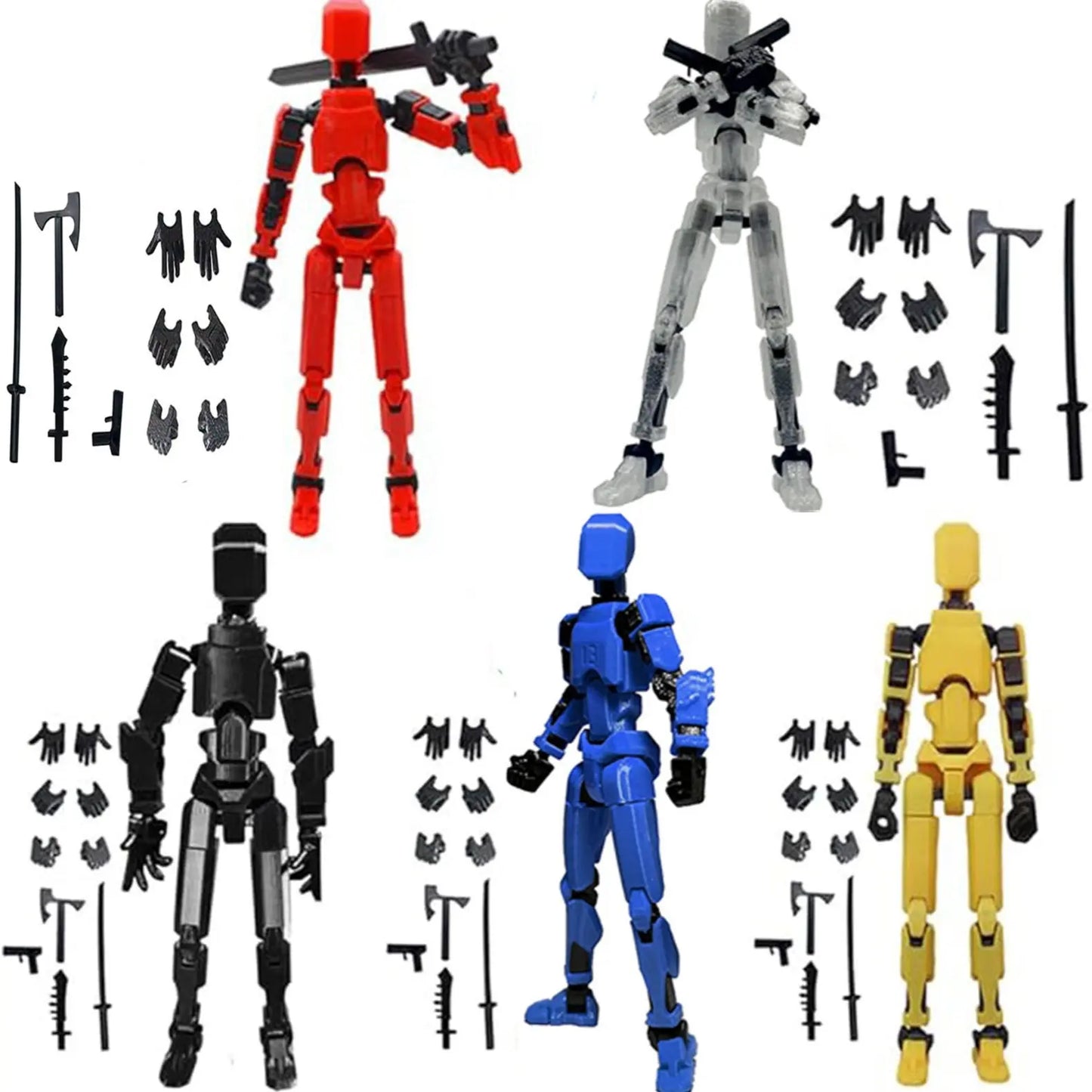 Titan 13 Articulated Action Figure Set (3/4/5-Pc) - Multi-Jointed Robot Toy
