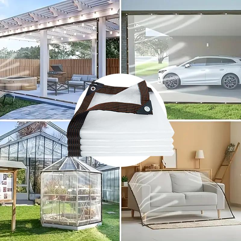 7x11FT Heavy-Duty Waterproof Clear Tarp with Grommets for Outdoor Plant & Patio Protection