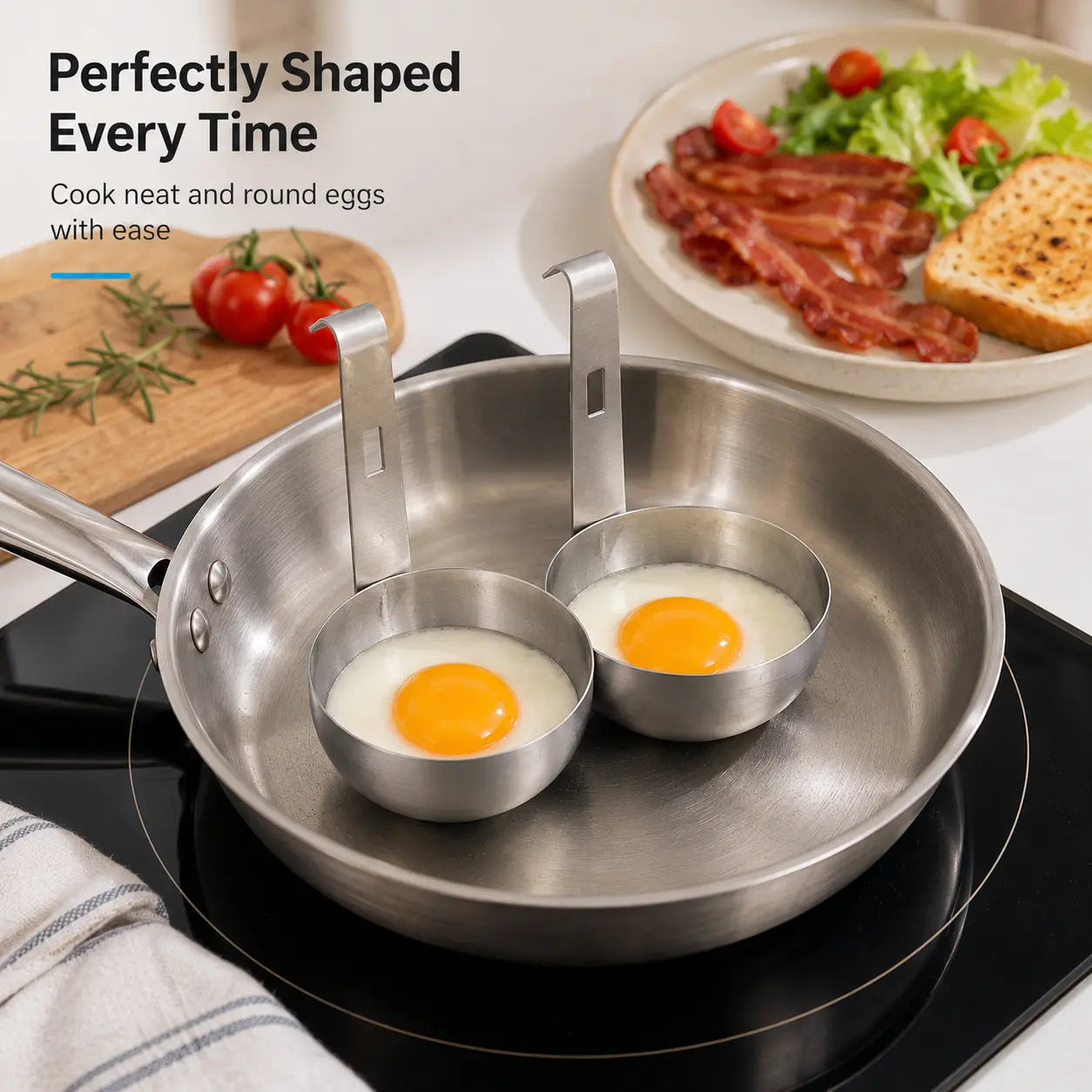 Hervidor de huevos de acero inoxidable con gancho para colgar, diseño de cuenco hondo para huevos escalfados y al vapor