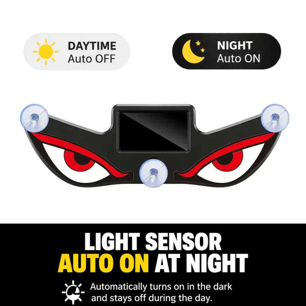 Solar LED Devil Eye Car Warning Light – Universal Rear Window Safety Light