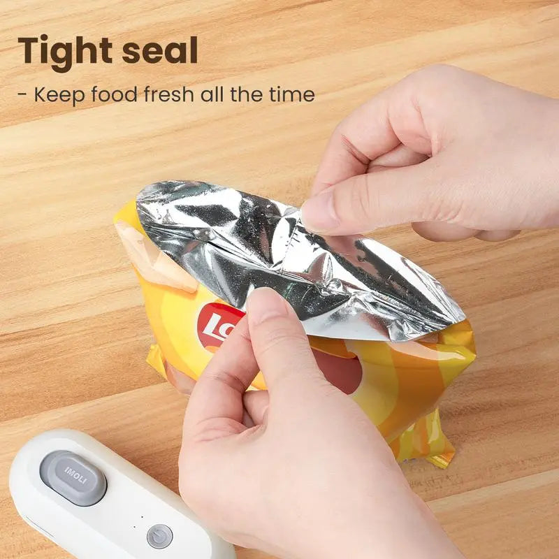 4-in-1 Mini Bag Sealer & Cutter, USB Rechargeable Portable Plastic Heat Sealer with Beer Bottle Opener, Magnetic Design for Food Storage & Camping