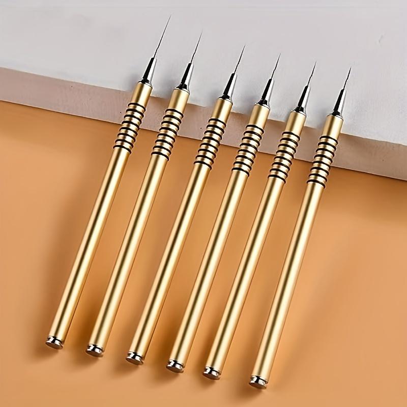 Nail Art Detailer Striping Brush Set with Metal Handles, 6-Piece Nail Liner Brush Kit for Manicure Painting, Nail Art Tools, Nail Art Accessories, Nail Supplies #GLOBAL PICKS