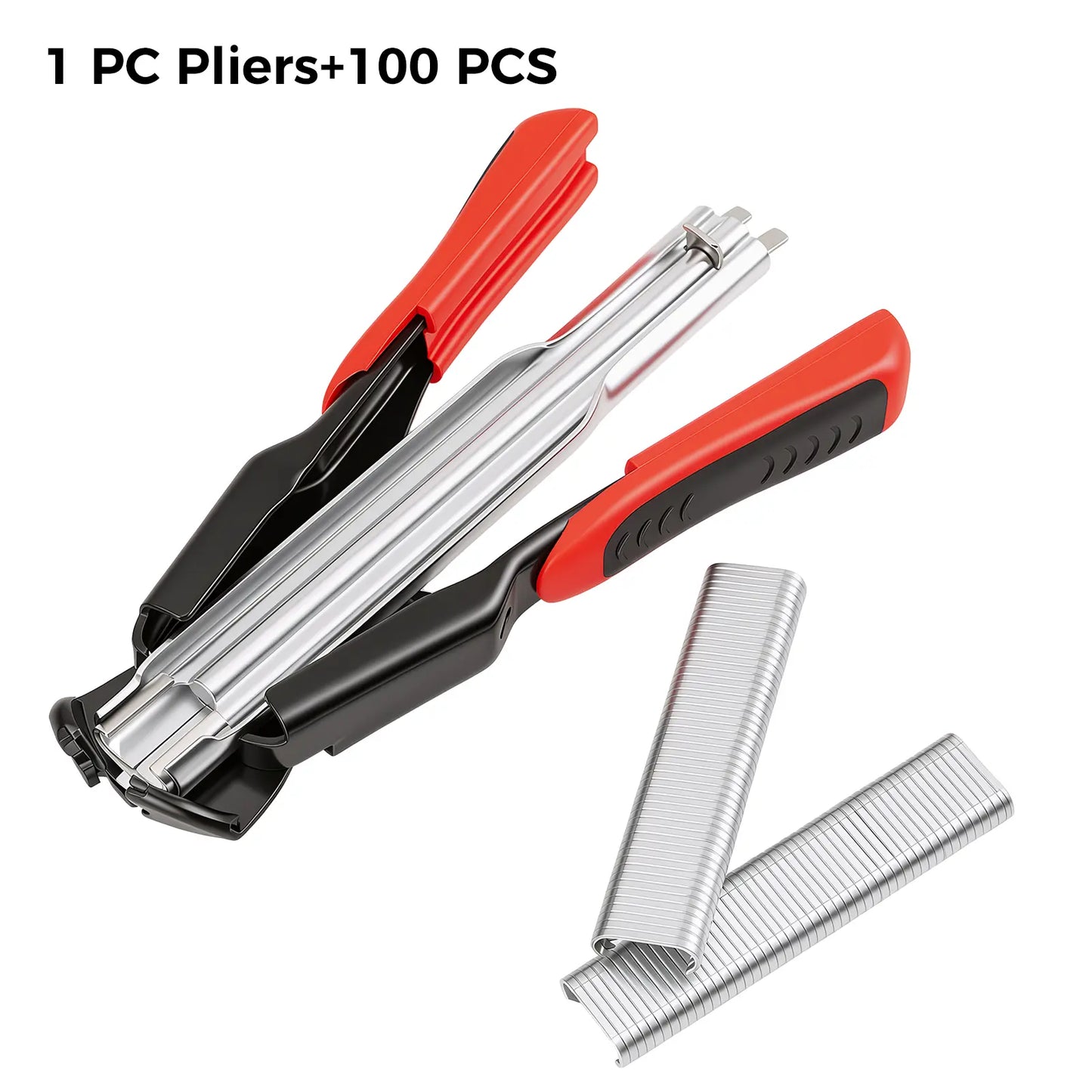 GJANSH 100 PCS/2500 PCS C Clips Hog Ring Pliers Kit, 3/4'' Hog Ring Nail, Fencing Plier Staple Gun Cage Clamp for Animal Pet Cages Fencing, Upholstery, Car Cushions, Meat and Sausage Casings fathersdaygift