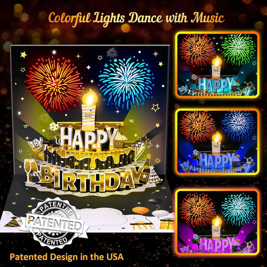 3D Pop Up Birthday Card with Music & LED Lights – DIY Age Cake Card