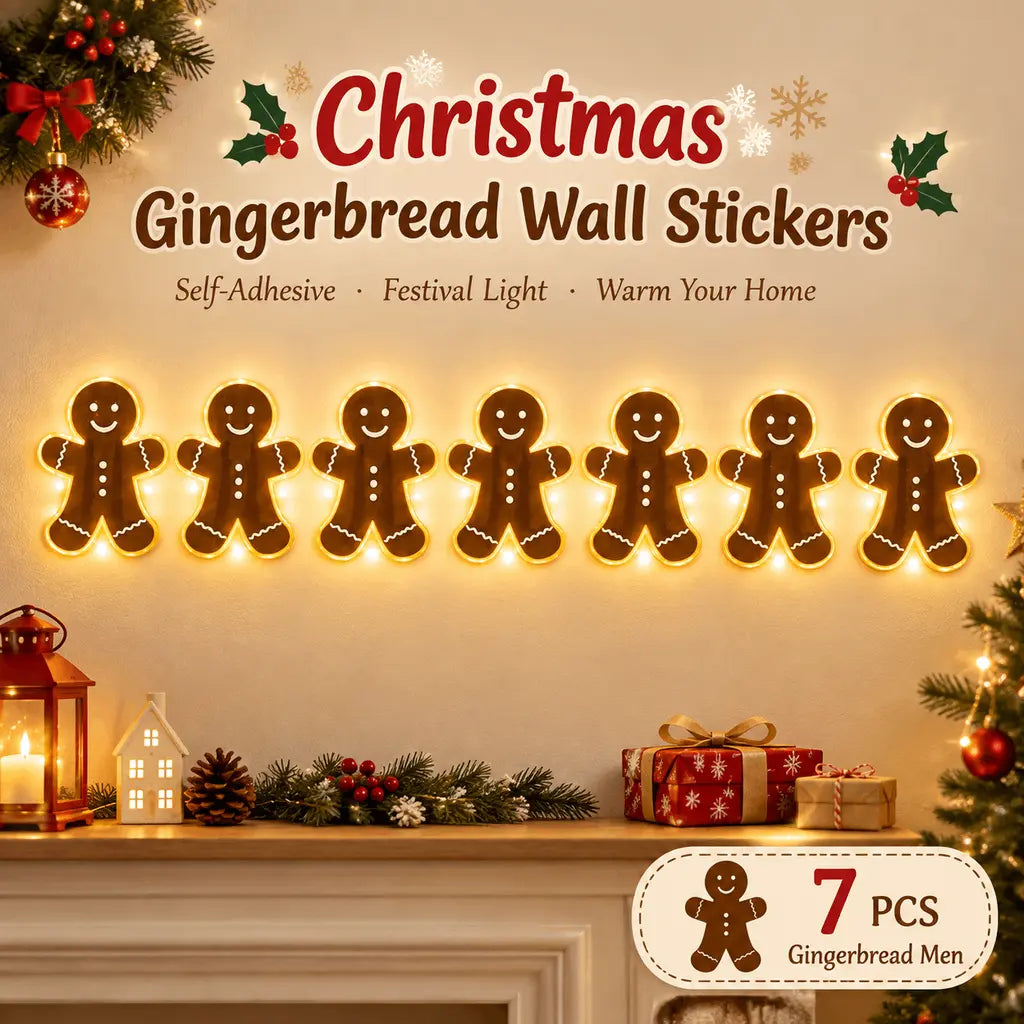 Christmas Reindeer & Santa’s Sleigh Wall Decal Light – Multicolor LED Holiday Decor