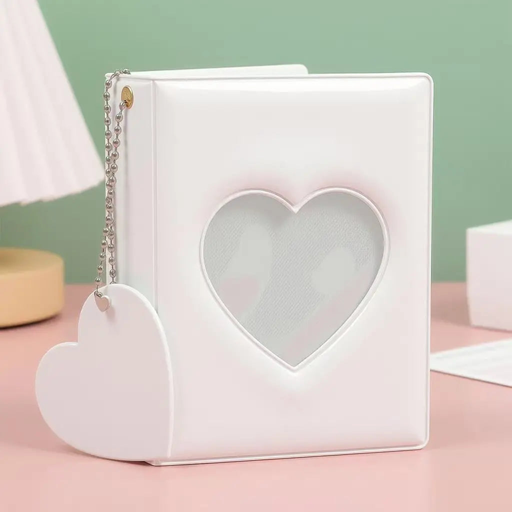 Heart-Shaped Mini Photo Album – 32 Pockets, Portable for Storing Small Photos & Cards