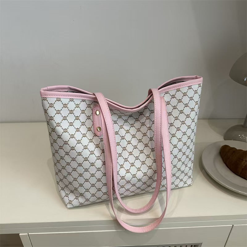 Women's Elegant Geometric Pattern Stylish Tote Bag, Fashionable Large Capacity Shoulder Bag for Women, Casual Trendy Versatile High-quality Daily Commuting Bag, Daily Commuter Bag, Fashionable Patterned Bag, Fashionable Bags