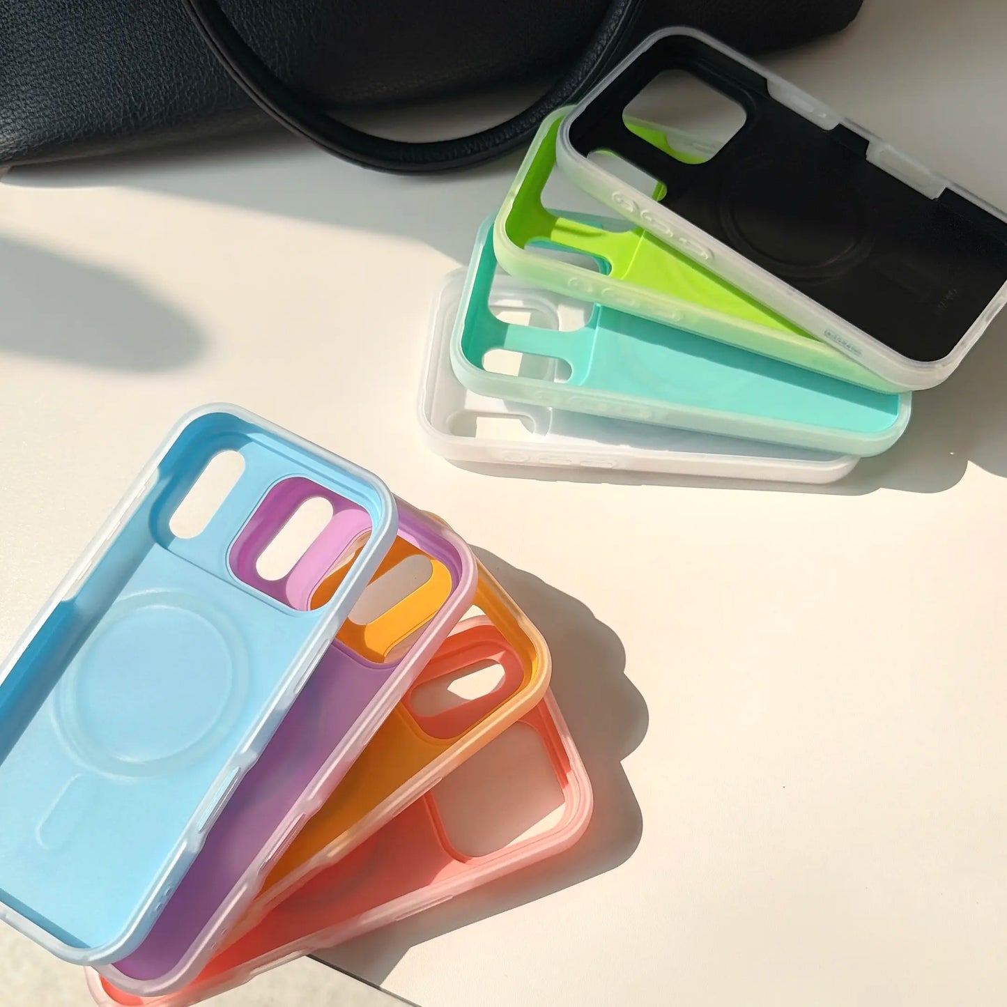 Color-Block Matte Translucent Magnetic Shockproof Case for iPhone 17-11 Series