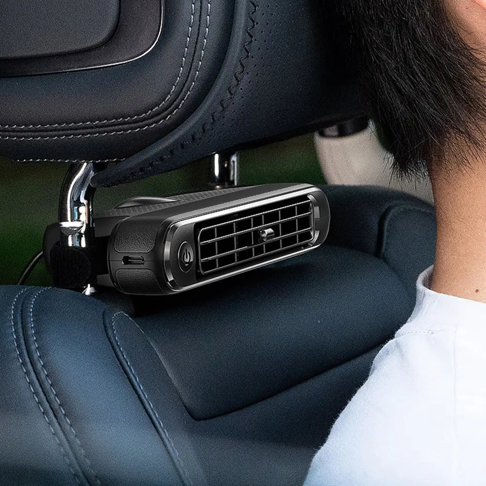 Dual Turbo USB Car Seat Fan with Independent Switch & Adjustable Air Outlet | High-Power Rear Seat Cooling