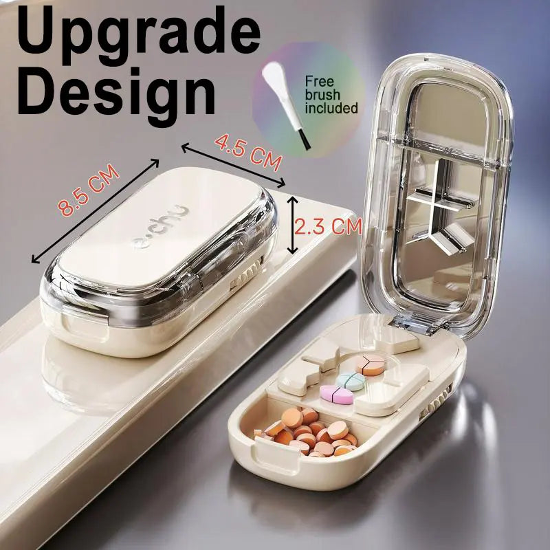 3-in-1 Compact Splitter Pill Dispenser – Portable ABS-PC Healthcare Case for All Tablet Sizes