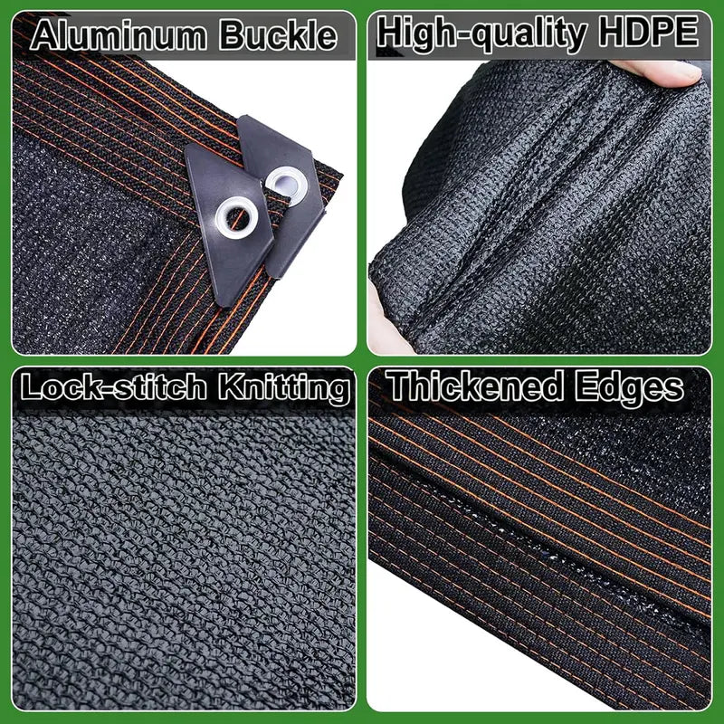 90% Blackout UV-Resistant Mesh Shade Cloth - 10x13ft (Black)