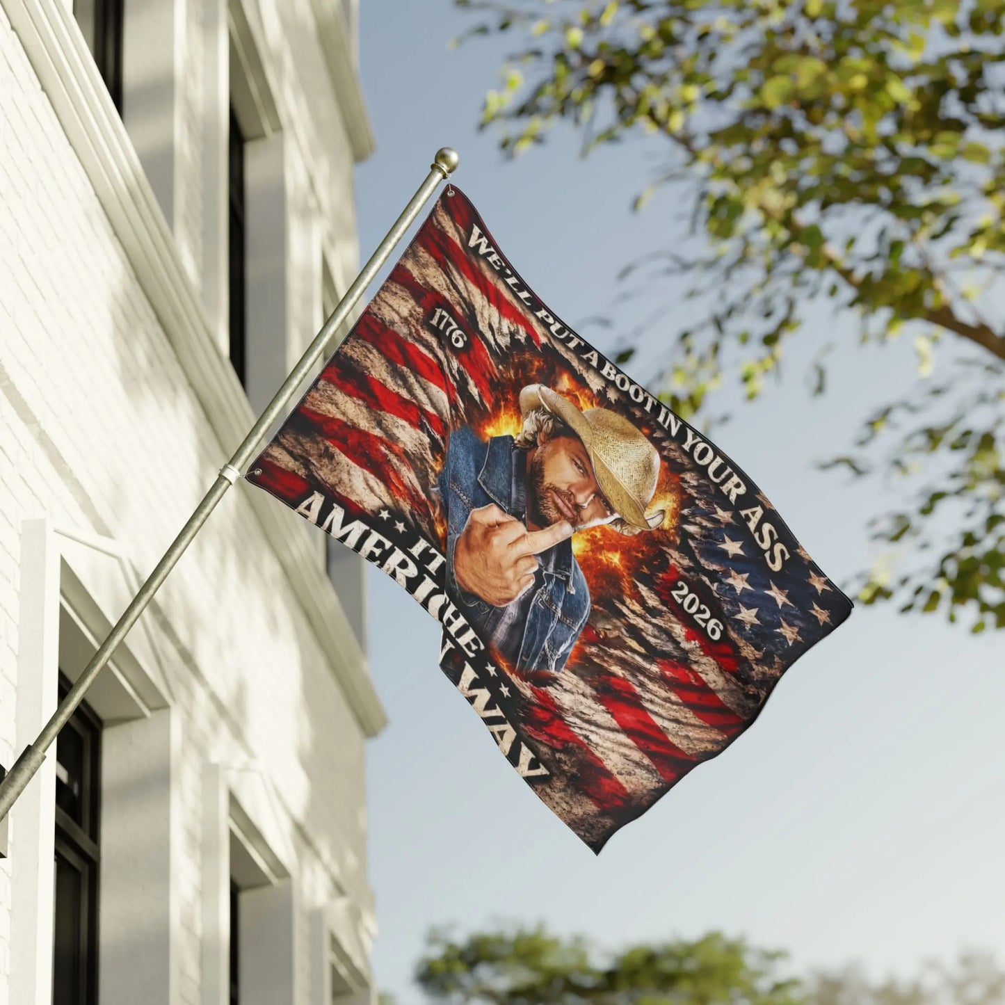Toby Keith "Red White and Blue" 250th Flag - Patriotic Outdoor Banner & Tapestry