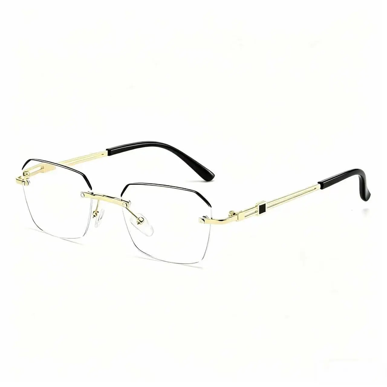 Modern Minimalist Rimless Reading Glasses, Lightweight Metal Temples Readers for Men Women, Fashion Anti-Blue Light Eyeglasses for Work & Gaming