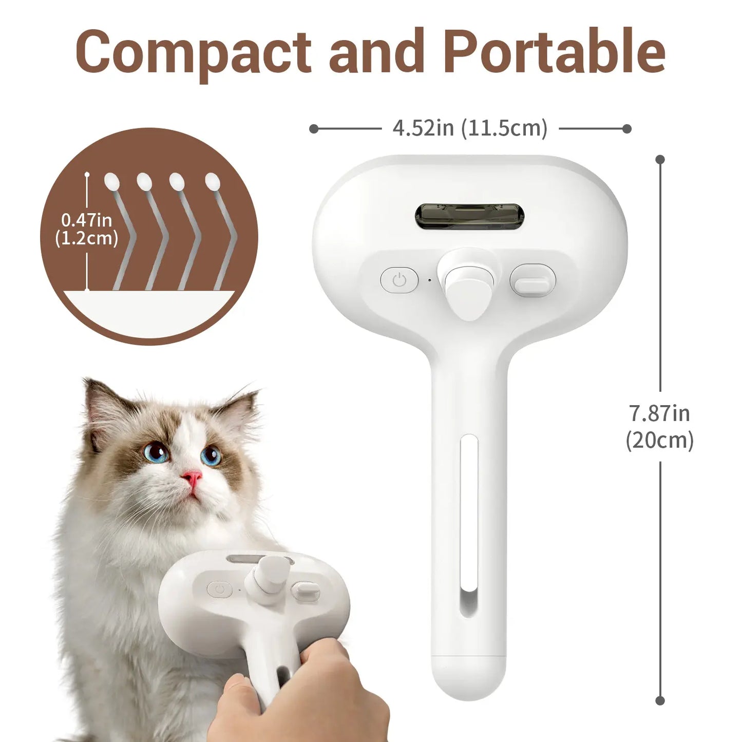 3-in-1 Steam Pet Brush | Self-Cleaning Deshedding & Massage Tool for Cats & Dogs