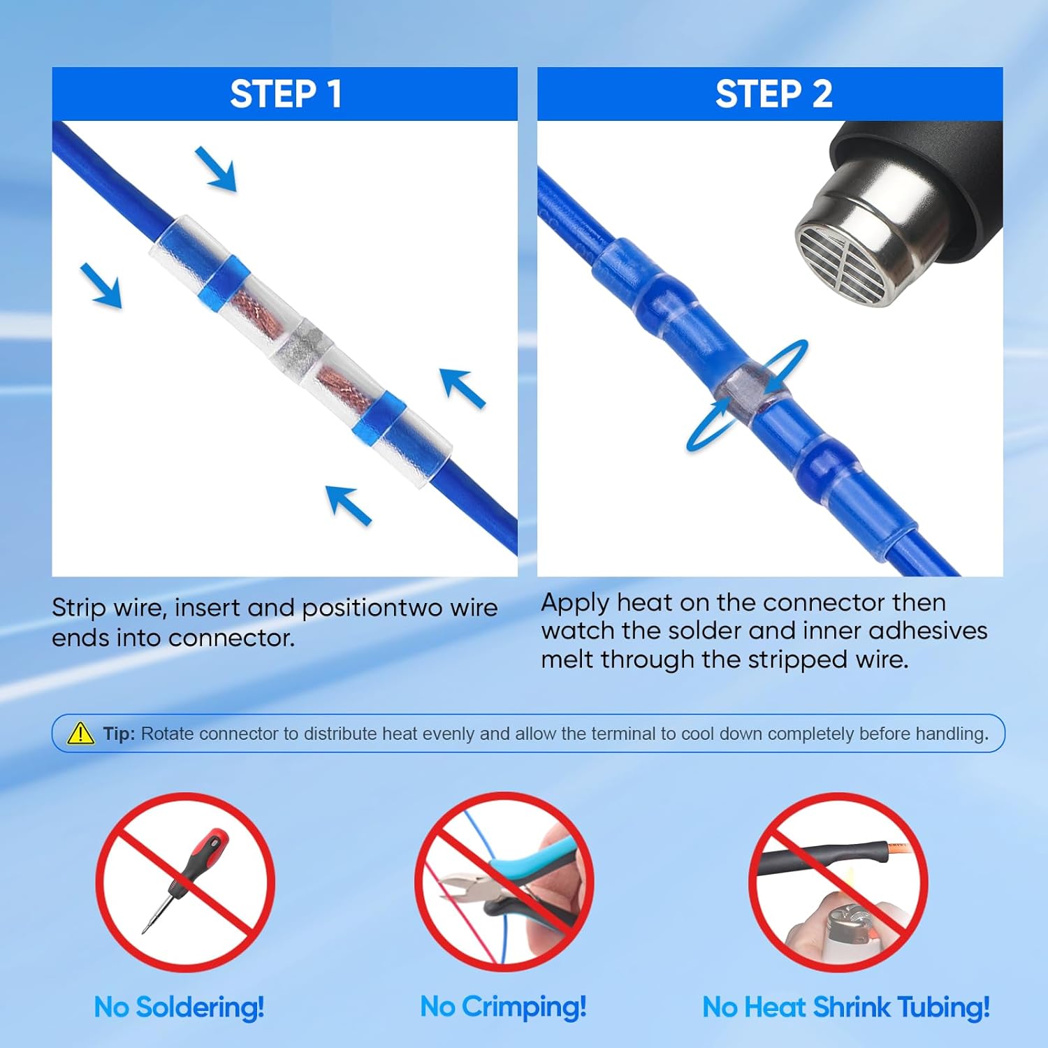 300PCS Haisstronica Solder Seal Wire Connectors - Waterproof Heat Shrink Butt Connectors with Self-Solder Function for Marine, Automotive, Stereo Applications