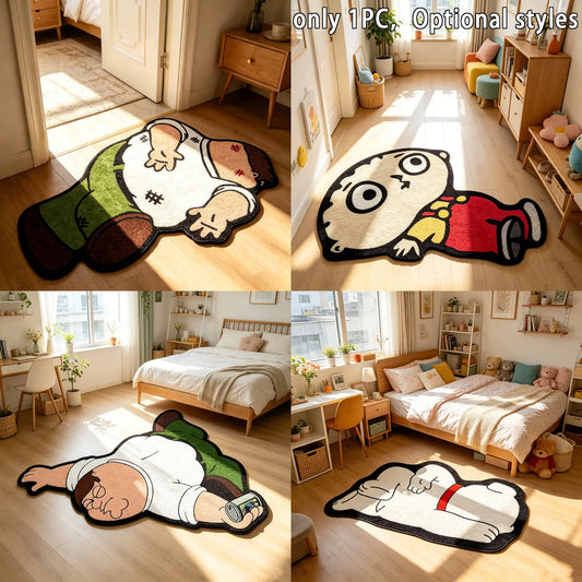 Funny Cartoon Character Floor Mat – Soft Plush Non-Slip Washable Area Rug for Bedroom & Living Room
