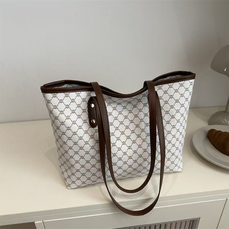 Women's Elegant Geometric Pattern Stylish Tote Bag, Fashionable Large Capacity Shoulder Bag for Women, Casual Trendy Versatile High-quality Daily Commuting Bag, Daily Commuter Bag, Fashionable Patterned Bag, Fashionable Bags