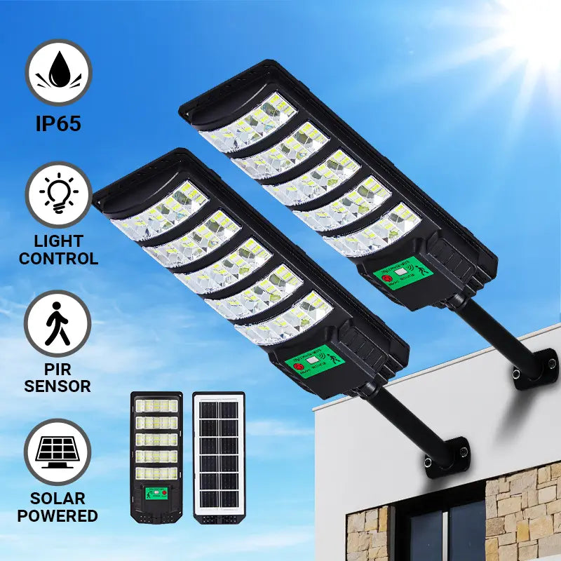 Upgraded Super Bright Solar Street Light: 120LM/W LED, Monocrystalline Panel & IP65 Waterproof
