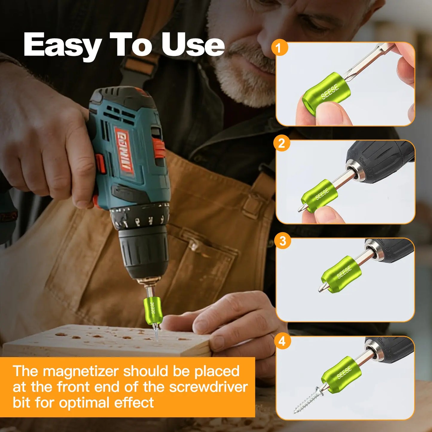 【Father's Day Gift】SEESE Strong Magnetic Screw Ring - 1/4" Universal Bit Holder for Hex Screwdriver & Power Bits