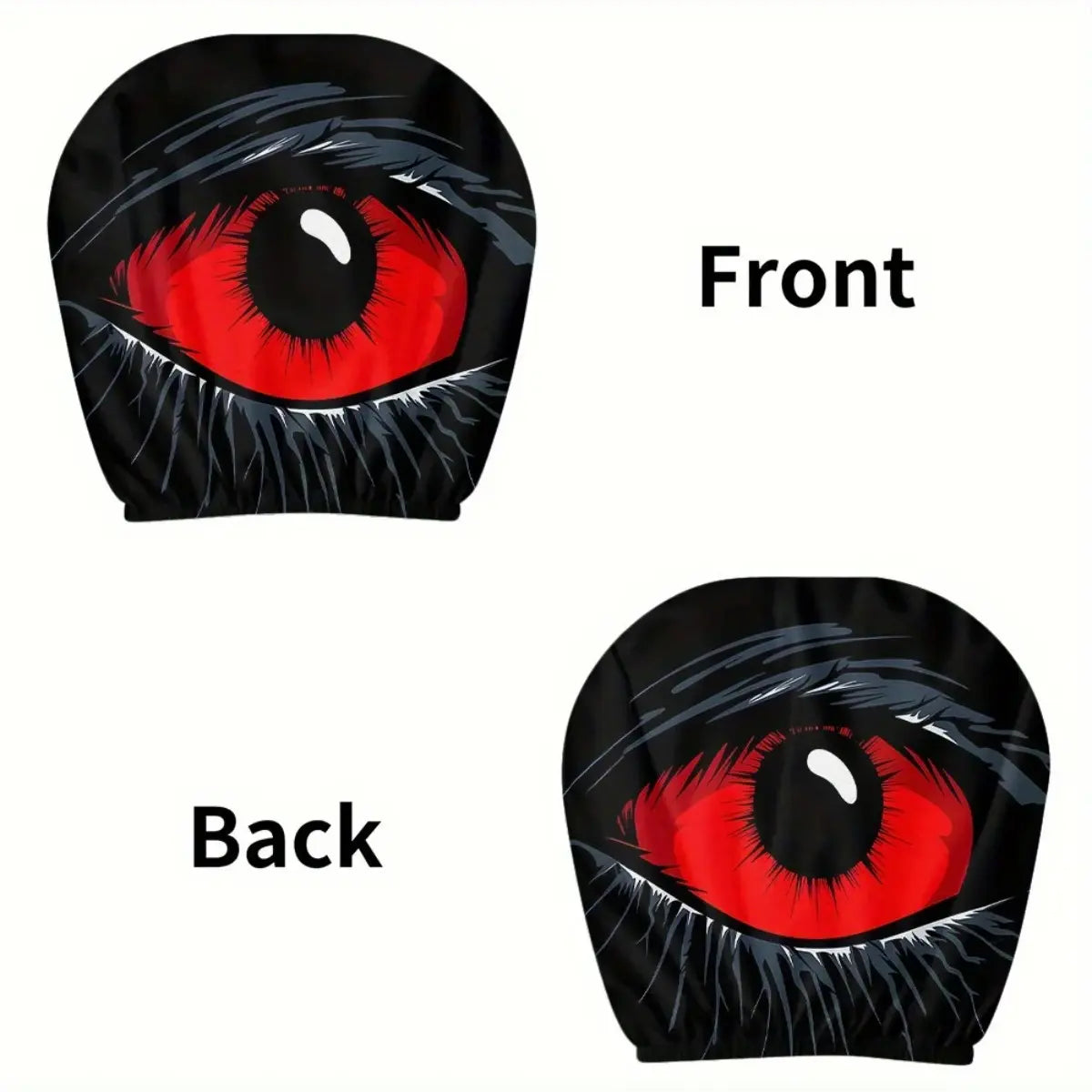 2 pcs Red Devil's Eye Car Headrest Covers - Red and black Gothic design, washable, suitable for General Motors vehicles summervibes