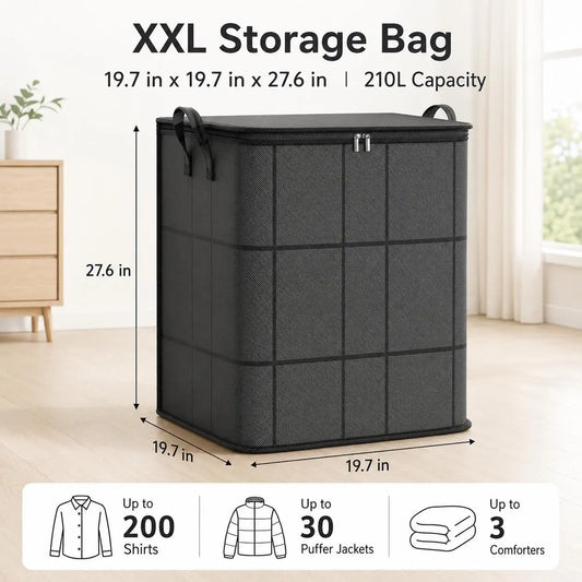 Spacious Moving Storage Bin – Large Capacity Zippered Fabric Organizer for Bedding & Clothes