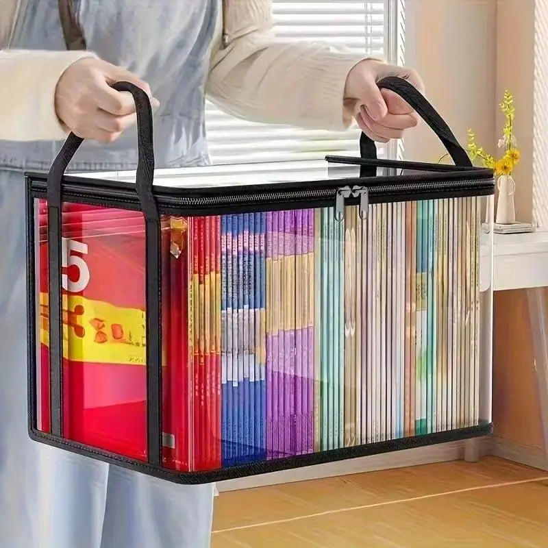 Boîte de rangement en plastique transparent robuste : Grand organisateur avec couvercle à charnière