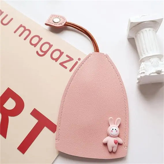 Cute Cartoon Leather Pull-Out Key Case – Portable Anti-Scratch Car Key Holder Pouch