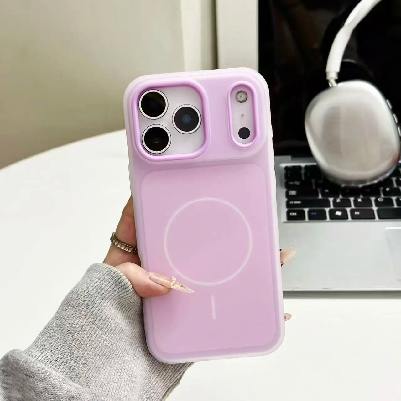 Color-Block Matte Translucent Magnetic Shockproof Case for iPhone 17-11 Series