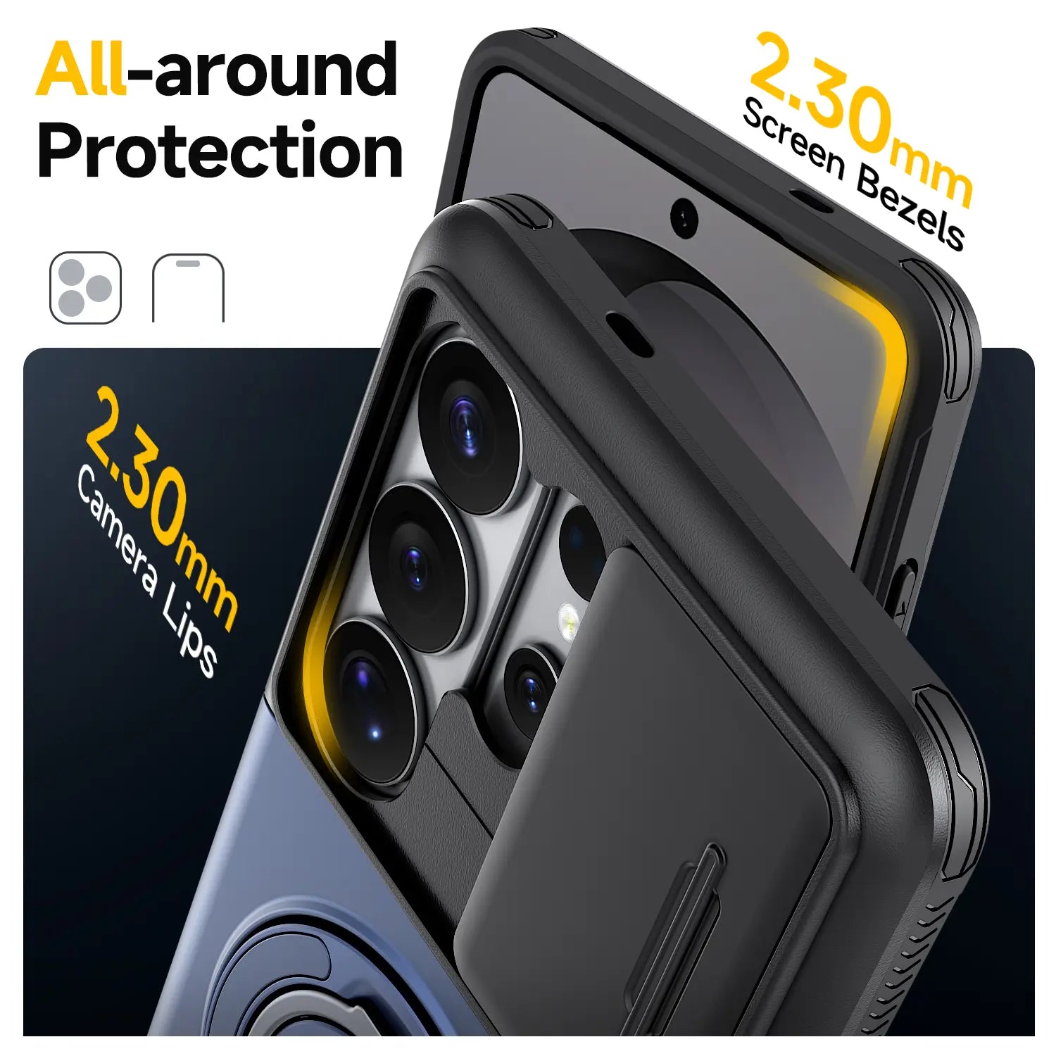 Slide Camera Cover Ring Kickstand Case for Samsung Galaxy S26 Ultra – Dual Layer Shockproof Wallet Cover