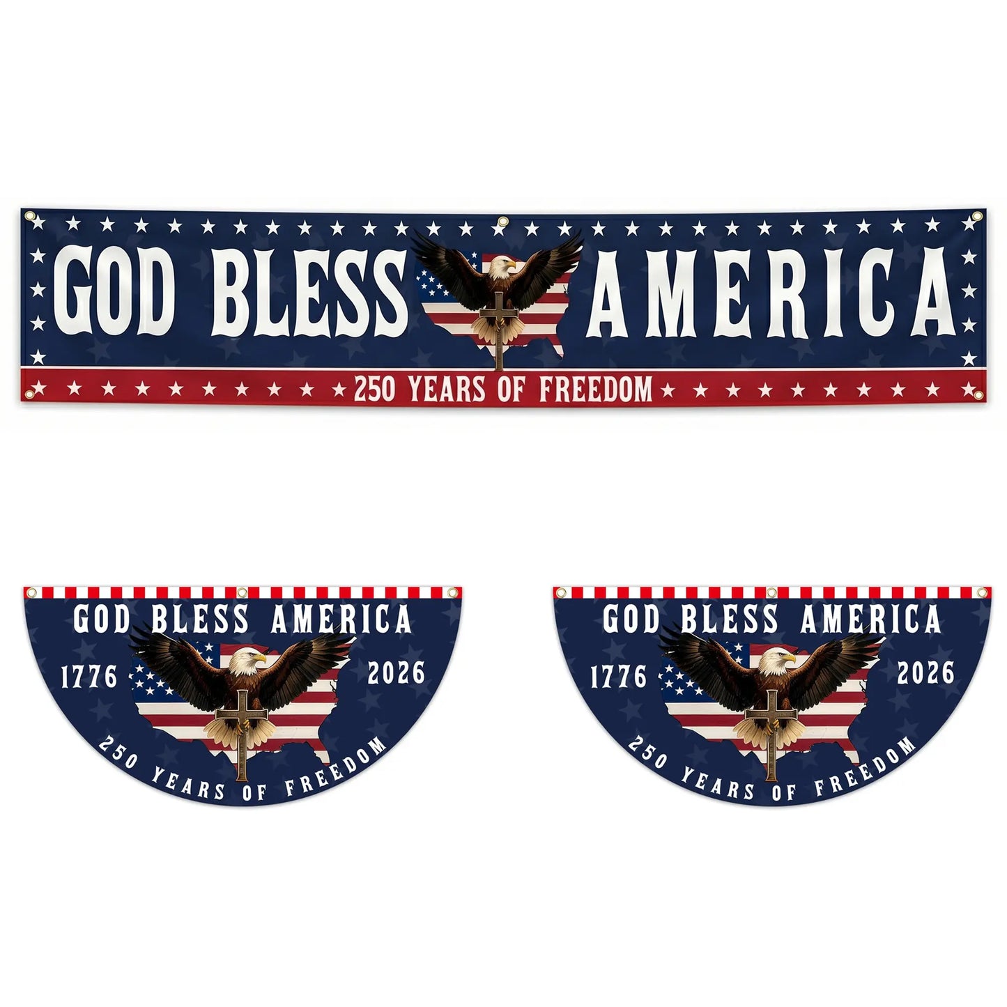 Celebrate 250 Years of Freedom™ – Large God Bless America Patriotic Banner