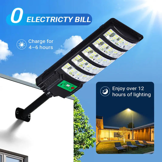 Upgraded Super Bright Solar Street Light: 120LM/W LED, Monocrystalline Panel & IP65 Waterproof