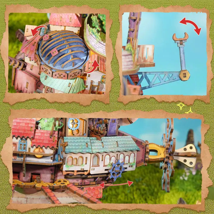 Whimsical 3D Puzzle Walking Castle Model Kit – Built-in Music Box & 20 Warm LED Bulbs