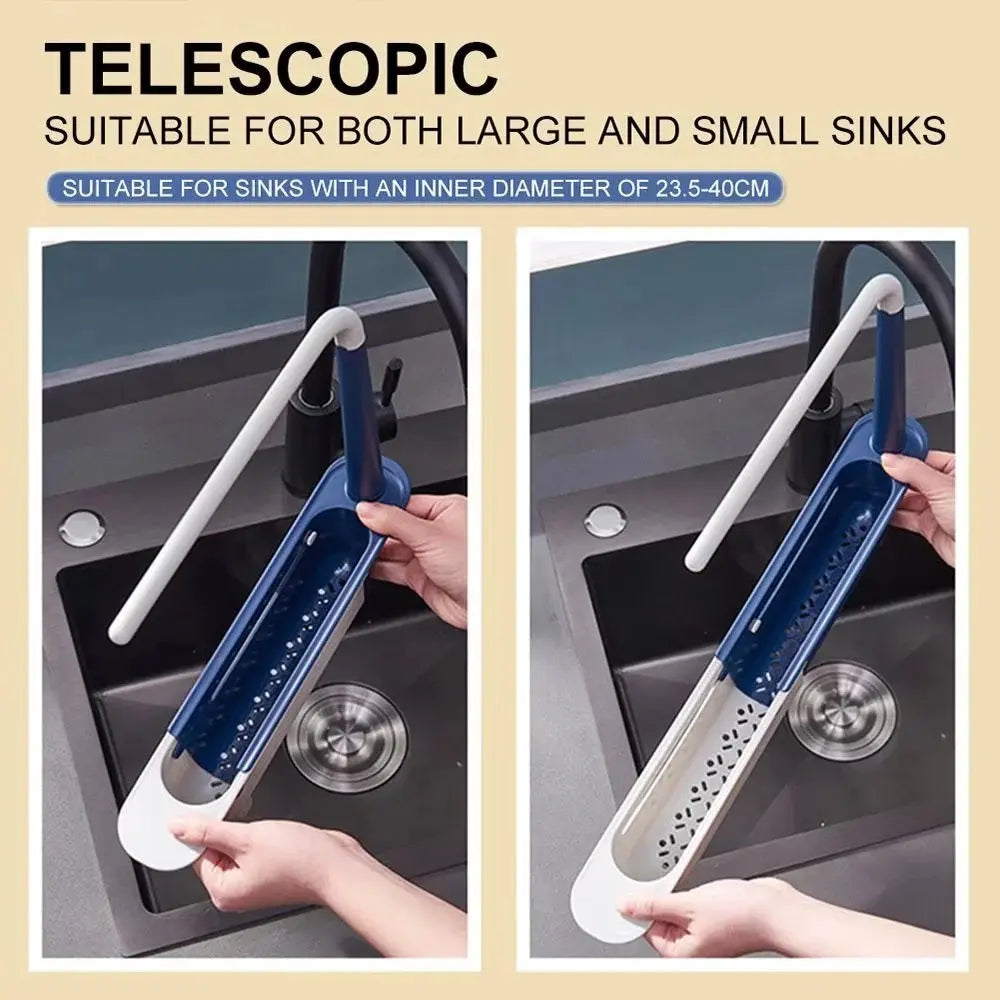 1PCS Retractable Sink Organizer - Adjustable Length Expandable Kitchen Towel Rack & Shelf