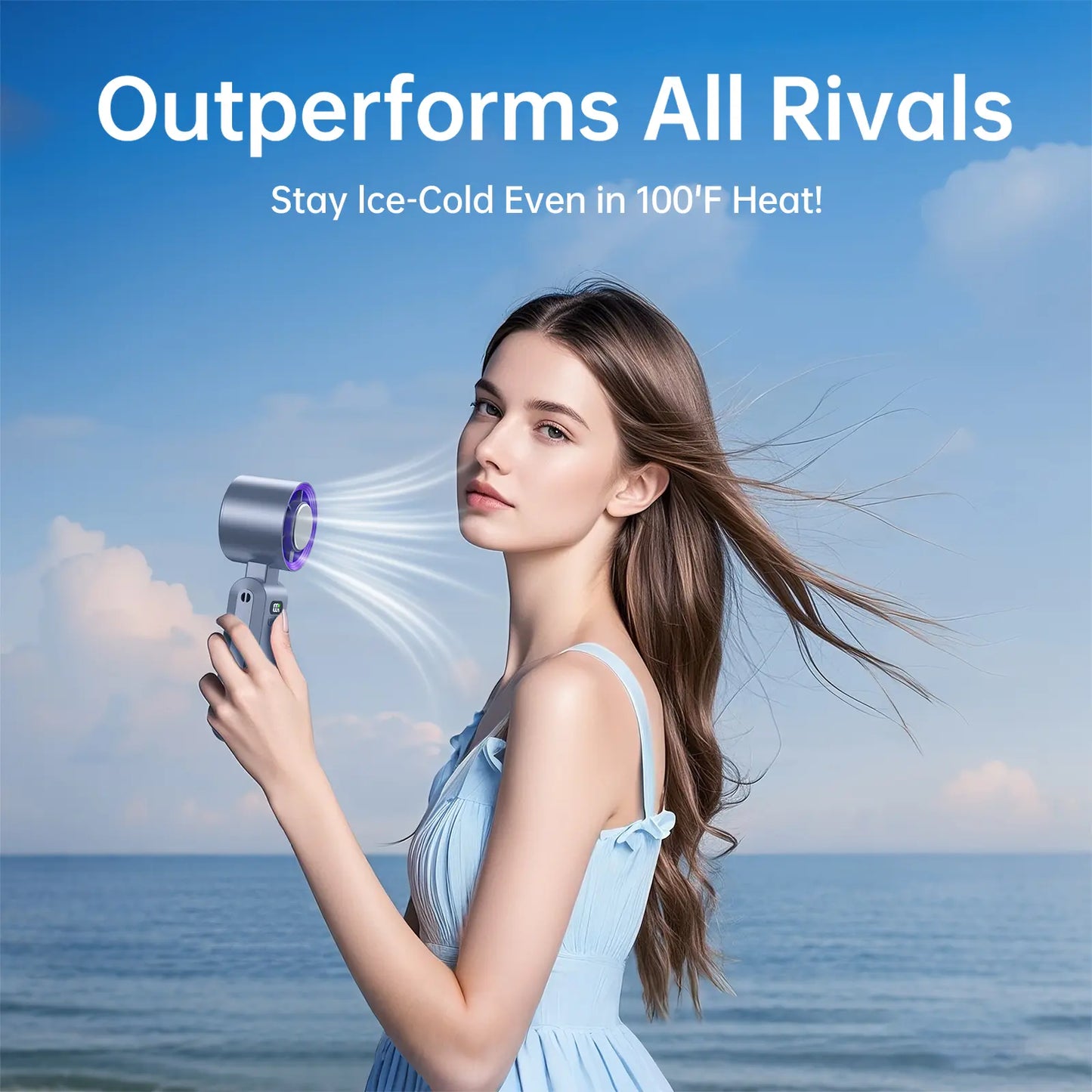 CoolHill Portable Handheld High Speed Fan, 199 Adjustable Speeds Foldable Pocket Fan for Summer Travel & Outdoor Essentials
