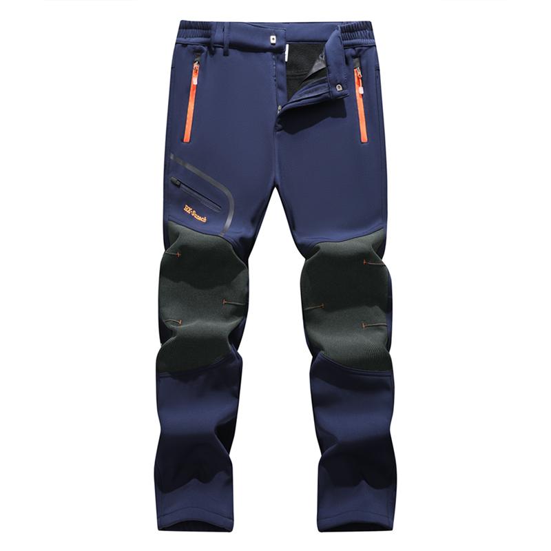 Men's Waterproof Fleece Lined Thermal Pants with Zip Pockets for Cold Weather Hiking