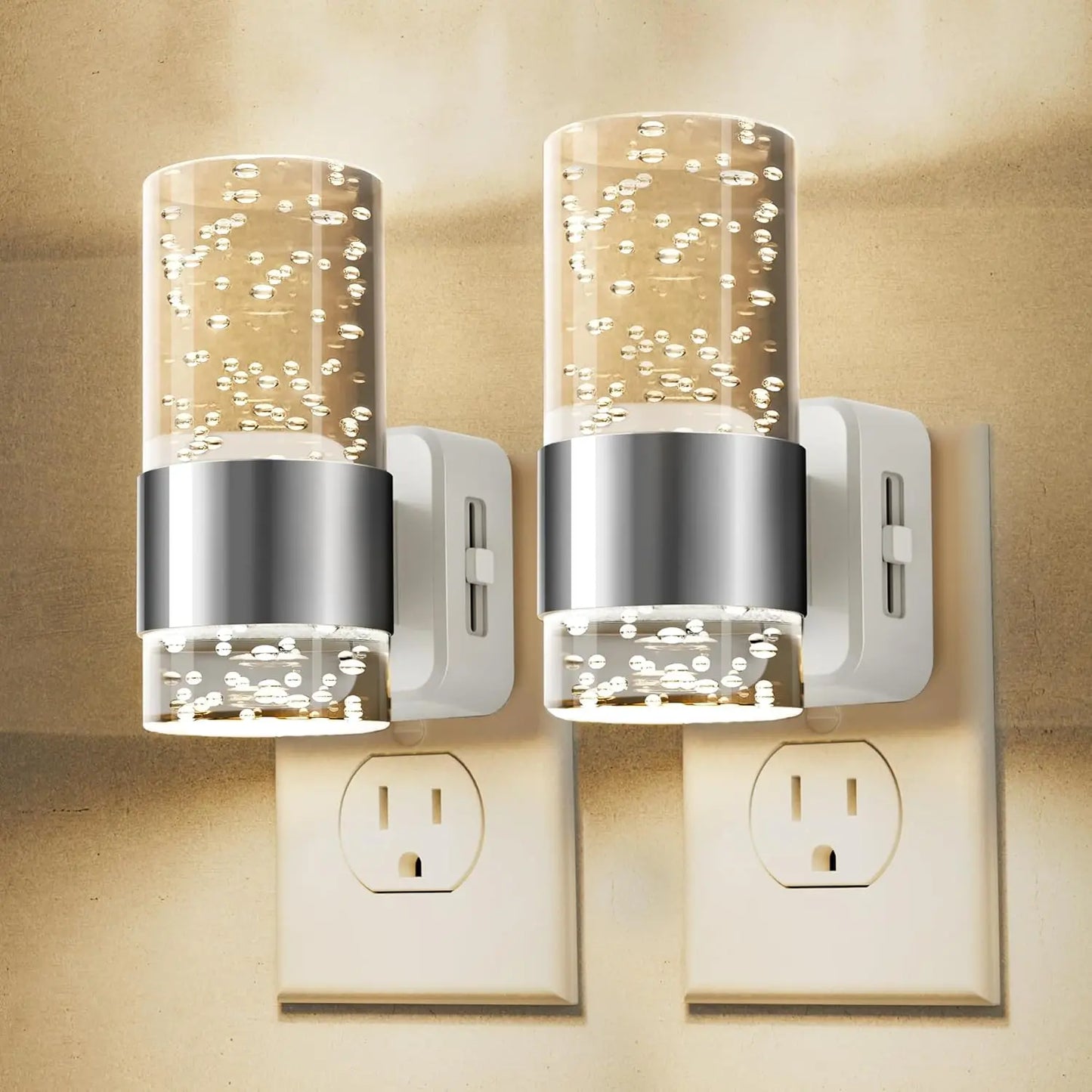 2 Packs Acrylic Aesthetics Night Light, Auto Dusk to Dawn Sensor LED Night Light for Bedroom Kitchen, Dimmable